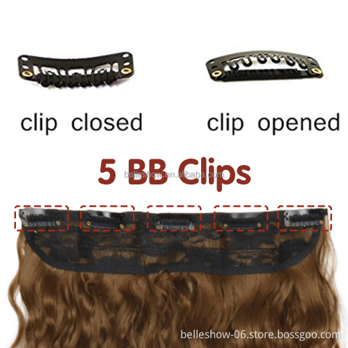 Heat Resistant Synthetic Long Curly Wavy  Cheap 22Inch  5 Clip in Hair Extensions Long Wave Hairpieces for Women